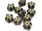 10 14mm Black and Gold 5 Petal Flower Plastic Flat Coin Beads